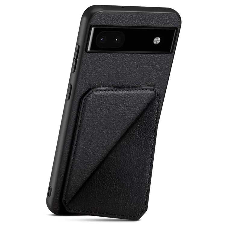 For Google Pixel 6a Case Kickstand Leather+PC+TPU Cell Phone Case with Card Holder