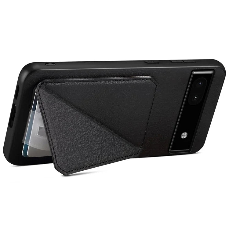 For Google Pixel 6a Case Kickstand Leather+PC+TPU Cell Phone Case with Card Holder