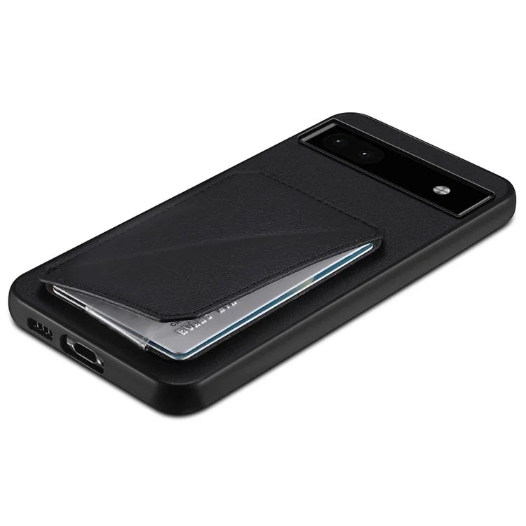 For Google Pixel 6a Case Kickstand Leather+PC+TPU Cell Phone Case with Card Holder