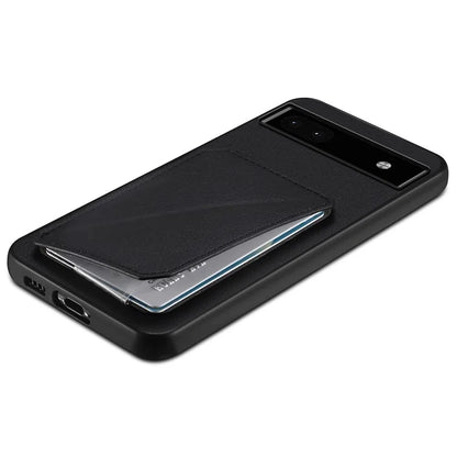 For Google Pixel 6a Case Kickstand Leather+PC+TPU Cell Phone Case with Card Holder