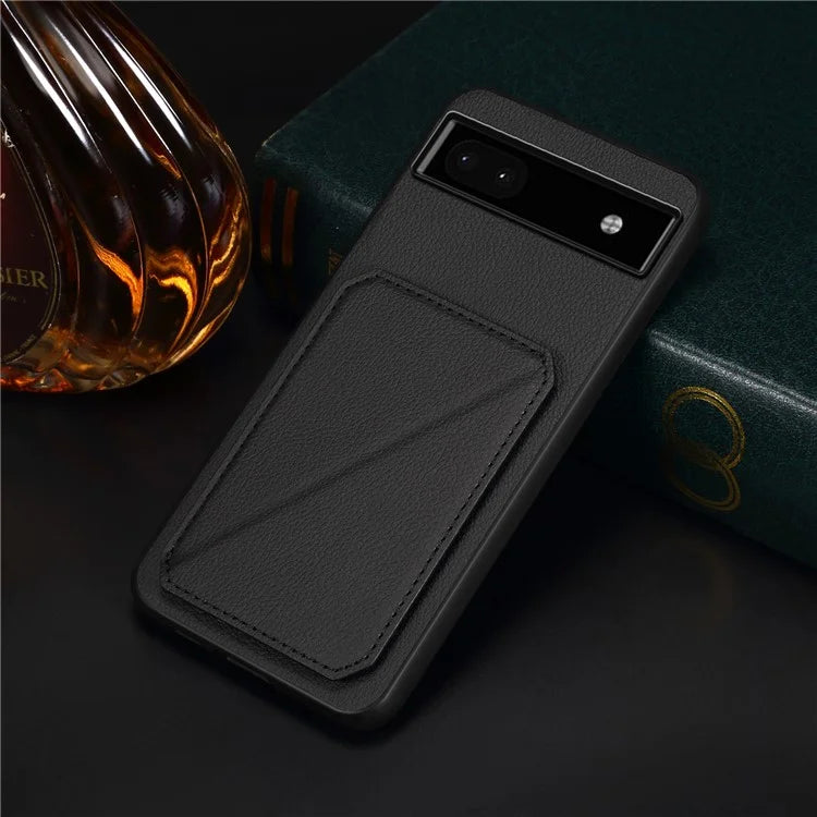 For Google Pixel 6a Case Kickstand Leather+PC+TPU Cell Phone Case with Card Holder