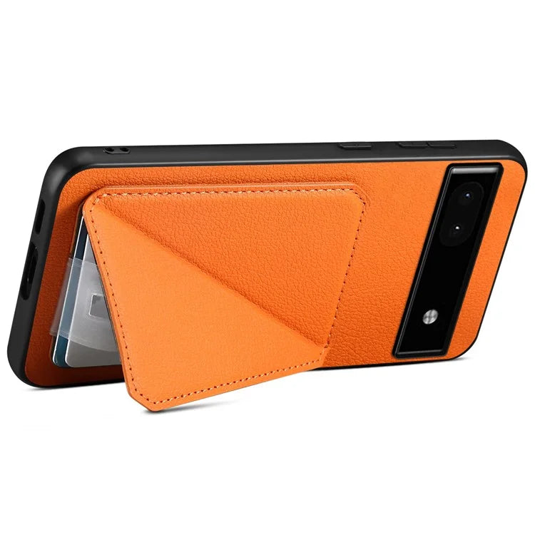 For Google Pixel 6a Case Kickstand Leather+PC+TPU Cell Phone Case with Card Holder