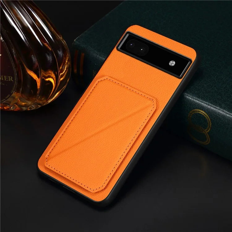 For Google Pixel 6a Case Kickstand Leather+PC+TPU Cell Phone Case with Card Holder