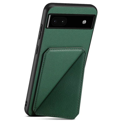For Google Pixel 6a Case Kickstand Leather+PC+TPU Cell Phone Case with Card Holder