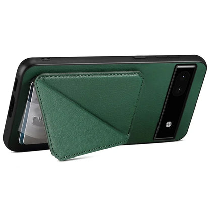 For Google Pixel 6a Case Kickstand Leather+PC+TPU Cell Phone Case with Card Holder