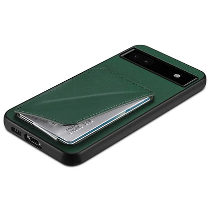 For Google Pixel 6a Case Kickstand Leather+PC+TPU Cell Phone Case with Card Holder