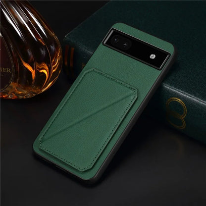For Google Pixel 6a Case Kickstand Leather+PC+TPU Cell Phone Case with Card Holder
