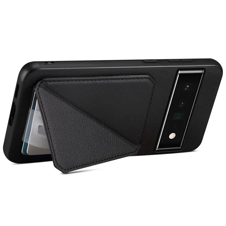 For Google Pixel 6 Pro 5G Case Card Holder Kickstand Feature PU Leather Back Cover