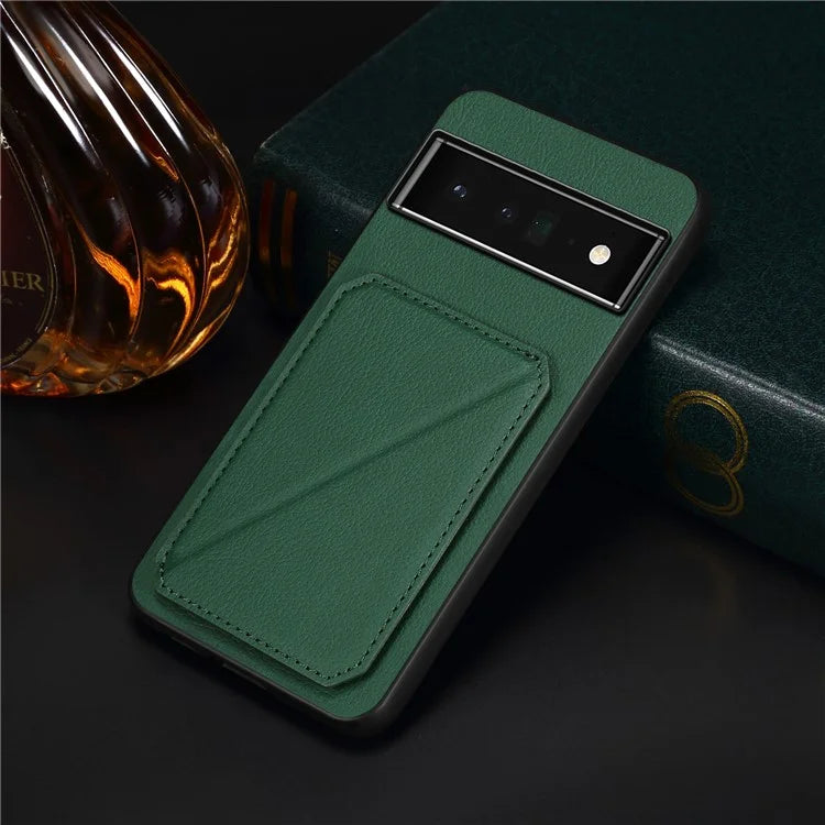 For Google Pixel 6 Pro 5G Case Card Holder Kickstand Feature PU Leather Back Cover