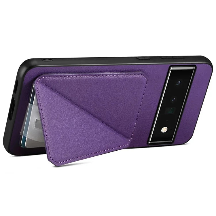 For Google Pixel 6 Pro 5G Case Card Holder Kickstand Feature PU Leather Back Cover
