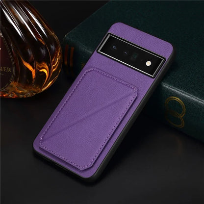 For Google Pixel 6 Pro 5G Case Card Holder Kickstand Feature PU Leather Back Cover