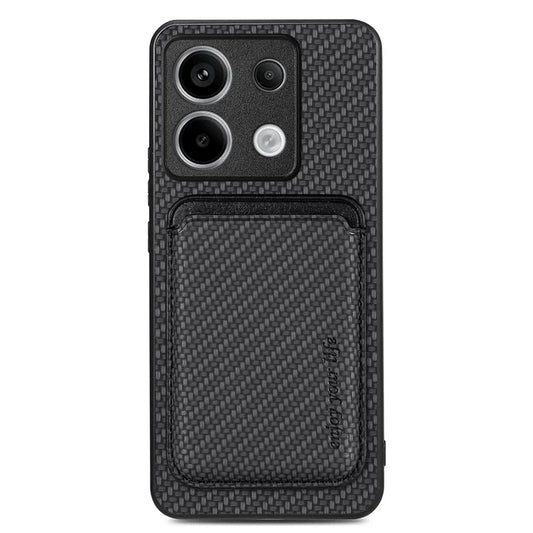 For Xiaomi Redmi Note 13 Pro 5G / Poco X6 5G Case Detachable Magnetic Card Slot Carbon Fiber Texture PU+TPU Phone Cover