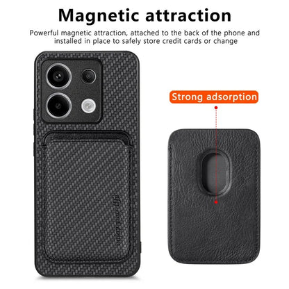 For Xiaomi Redmi Note 13 Pro 5G / Poco X6 5G Case Detachable Magnetic Card Slot Carbon Fiber Texture PU+TPU Phone Cover