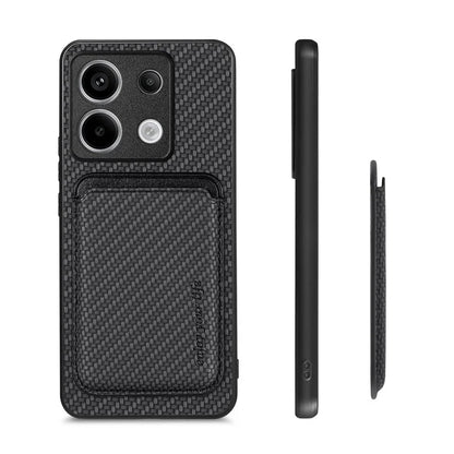 For Xiaomi Redmi Note 13 Pro 5G / Poco X6 5G Case Detachable Magnetic Card Slot Carbon Fiber Texture PU+TPU Phone Cover