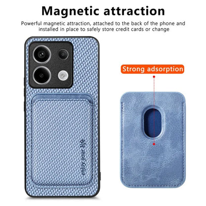 For Xiaomi Redmi Note 13 Pro 5G / Poco X6 5G Case Detachable Magnetic Card Slot Carbon Fiber Texture PU+TPU Phone Cover