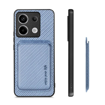For Xiaomi Redmi Note 13 Pro 5G / Poco X6 5G Case Detachable Magnetic Card Slot Carbon Fiber Texture PU+TPU Phone Cover