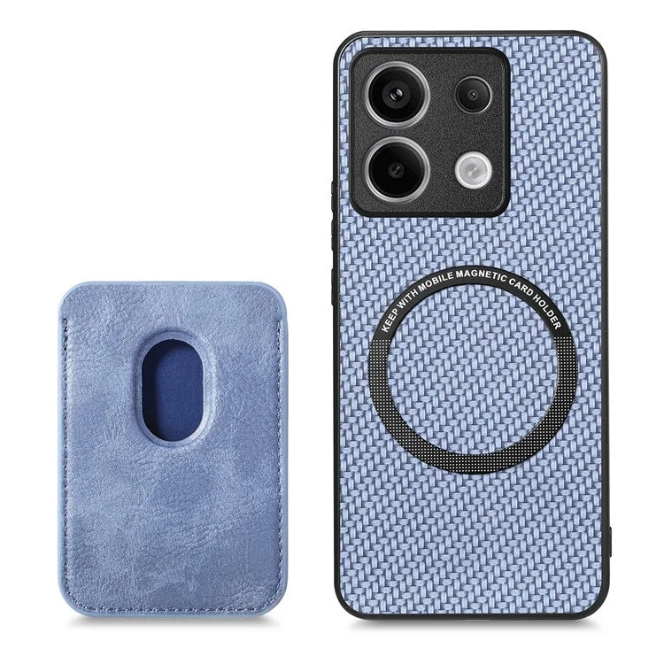 For Xiaomi Redmi Note 13 Pro 5G / Poco X6 5G Case Detachable Magnetic Card Slot Carbon Fiber Texture PU+TPU Phone Cover
