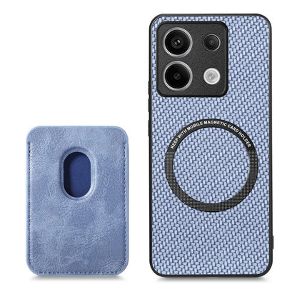 For Xiaomi Redmi Note 13 Pro 5G / Poco X6 5G Case Detachable Magnetic Card Slot Carbon Fiber Texture PU+TPU Phone Cover