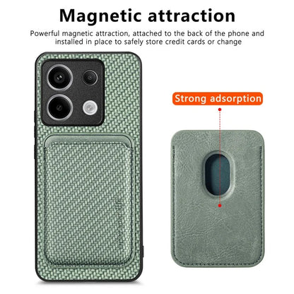 For Xiaomi Redmi Note 13 Pro 5G / Poco X6 5G Case Detachable Magnetic Card Slot Carbon Fiber Texture PU+TPU Phone Cover