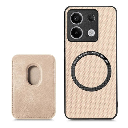 For Xiaomi Redmi Note 13 Pro 5G / Poco X6 5G Case Detachable Magnetic Card Slot Carbon Fiber Texture PU+TPU Phone Cover