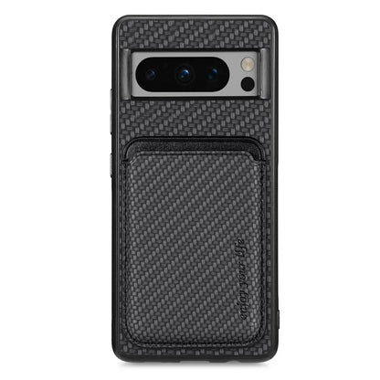 For Google Pixel 8 Pro Case Carbon Fiber Texture Phone Cover with Magnetic Card Holder