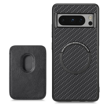 For Google Pixel 8 Pro Case Carbon Fiber Texture Phone Cover with Magnetic Card Holder