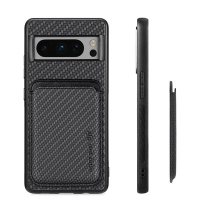 For Google Pixel 8 Pro Case Carbon Fiber Texture Phone Cover with Magnetic Card Holder