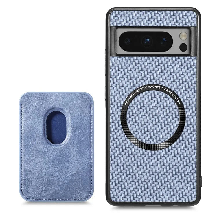 For Google Pixel 8 Pro Case Carbon Fiber Texture Phone Cover with Magnetic Card Holder