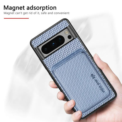 For Google Pixel 8 Pro Case Carbon Fiber Texture Phone Cover with Magnetic Card Holder