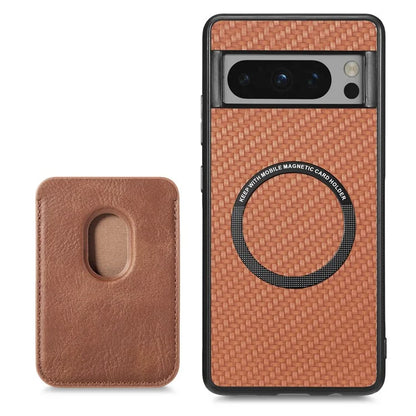 For Google Pixel 8 Pro Case Carbon Fiber Texture Phone Cover with Magnetic Card Holder