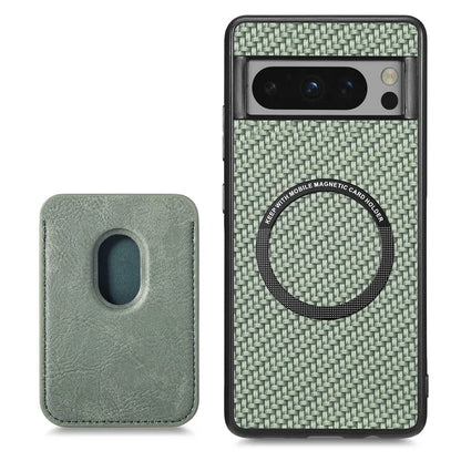 For Google Pixel 8 Pro Case Carbon Fiber Texture Phone Cover with Magnetic Card Holder