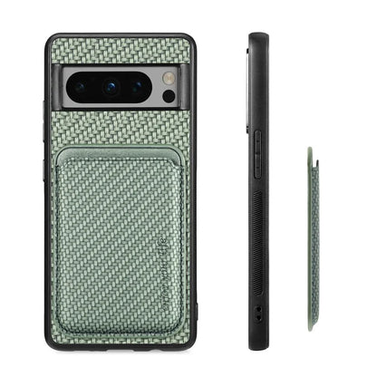 For Google Pixel 8 Pro Case Carbon Fiber Texture Phone Cover with Magnetic Card Holder