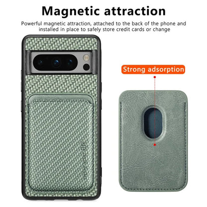 For Google Pixel 8 Pro Case Carbon Fiber Texture Phone Cover with Magnetic Card Holder