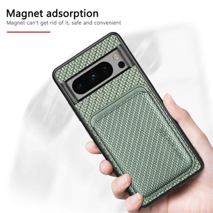 For Google Pixel 8 Pro Case Carbon Fiber Texture Phone Cover with Magnetic Card Holder