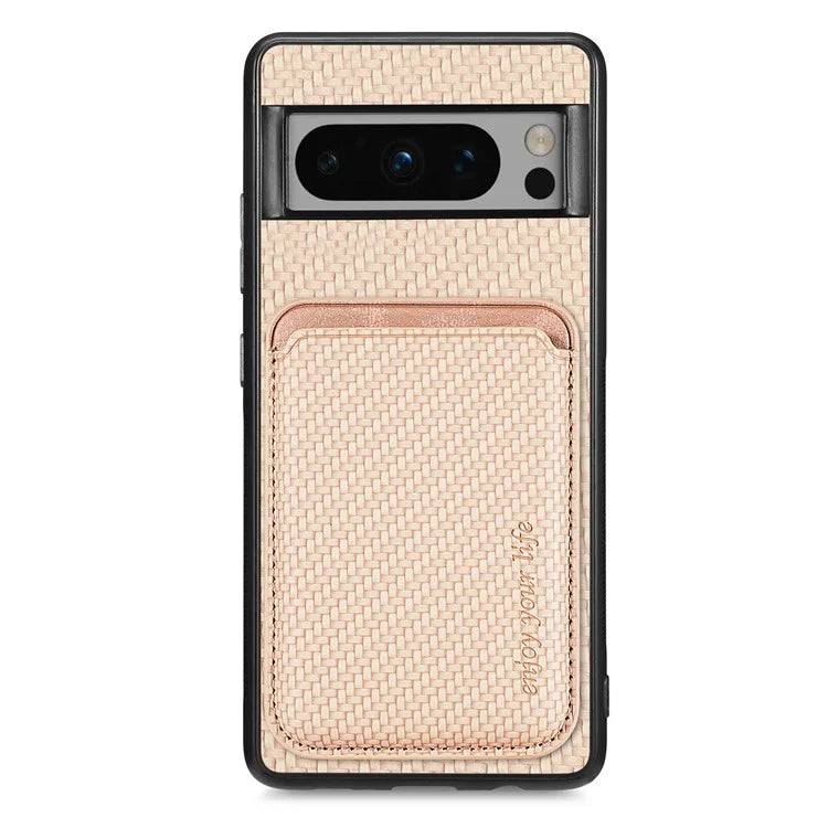 For Google Pixel 8 Pro Case Carbon Fiber Texture Phone Cover with Magnetic Card Holder