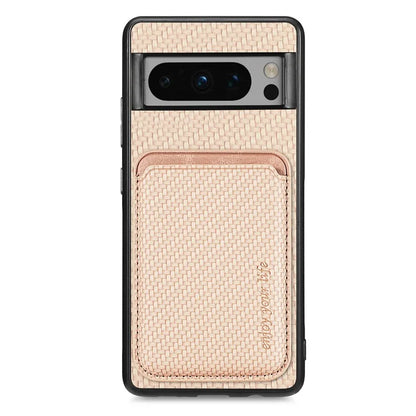 For Google Pixel 8 Pro Case Carbon Fiber Texture Phone Cover with Magnetic Card Holder