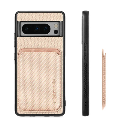For Google Pixel 8 Pro Case Carbon Fiber Texture Phone Cover with Magnetic Card Holder