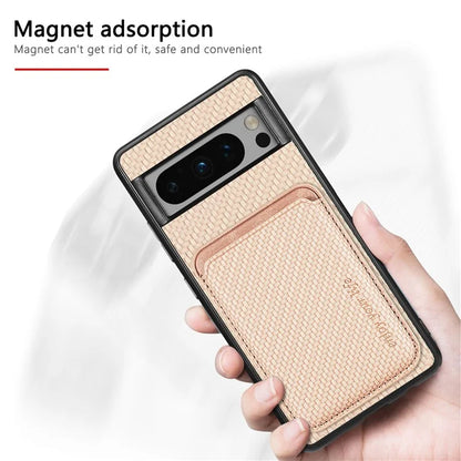 For Google Pixel 8 Pro Case Carbon Fiber Texture Phone Cover with Magnetic Card Holder