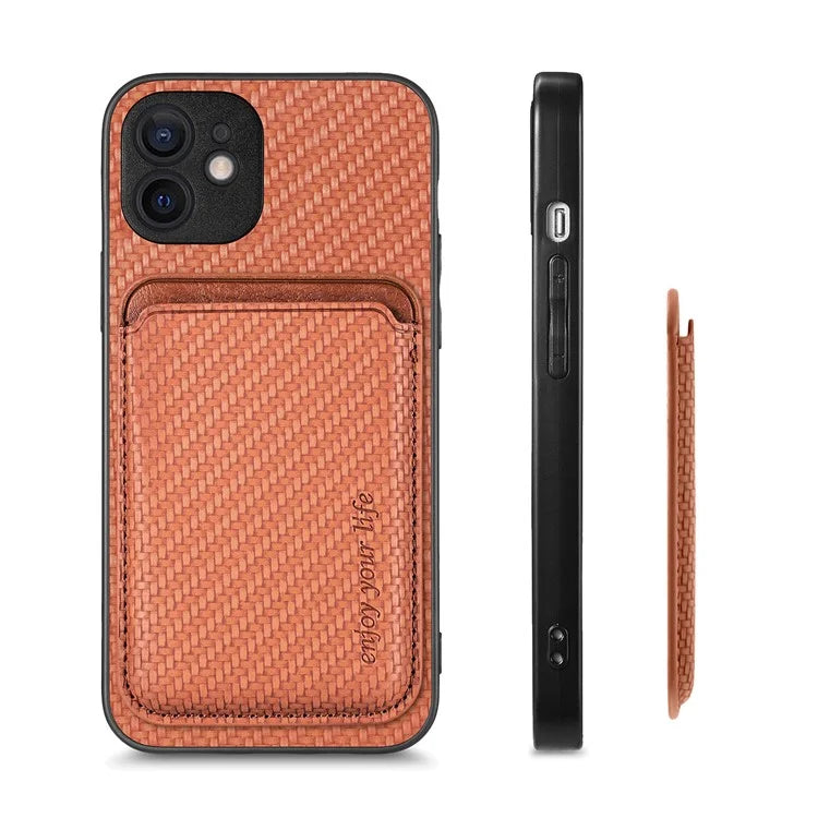 M2 For iPhone 12 Case PU Leather Detachable 2-in-1 Design Card Holder Back Cover