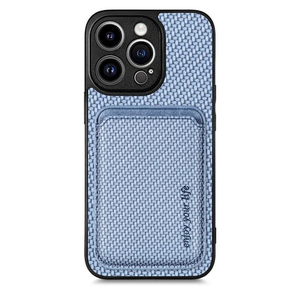 M2 For iPhone 13 Pro Case Carbon Fiber Texture PU+TPU Phone Cover with Magnetic Card Slot