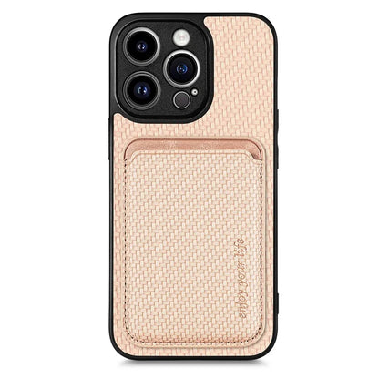 M2 For iPhone 13 Pro Case Carbon Fiber Texture PU+TPU Phone Cover with Magnetic Card Slot