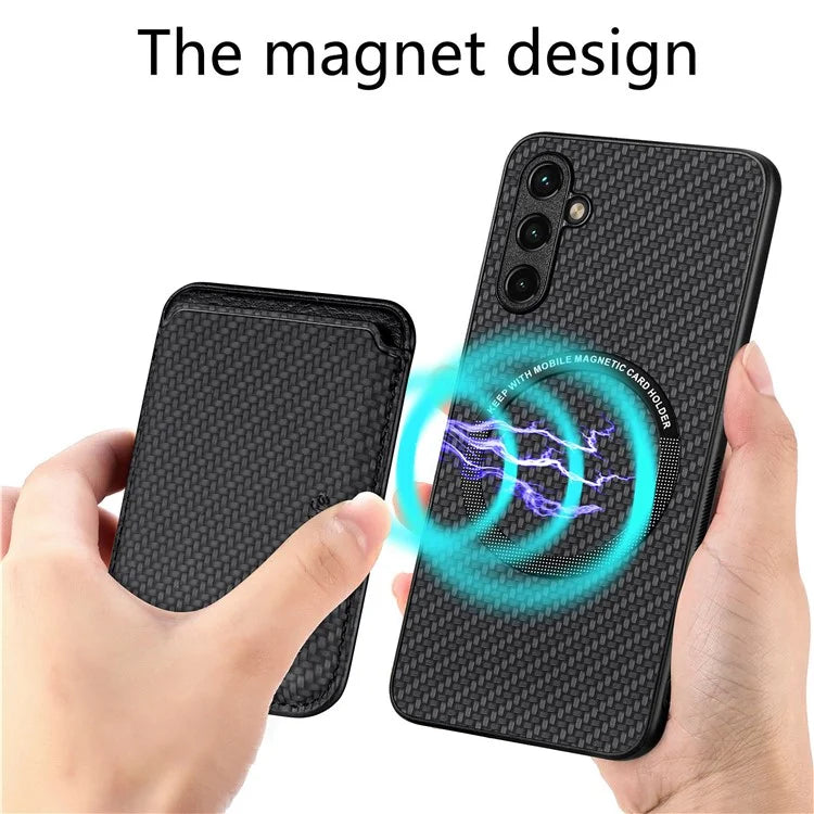 For Samsung Galaxy A05s 4G Cell Phone Case Carbon Fiber Texture PU+TPU Cover