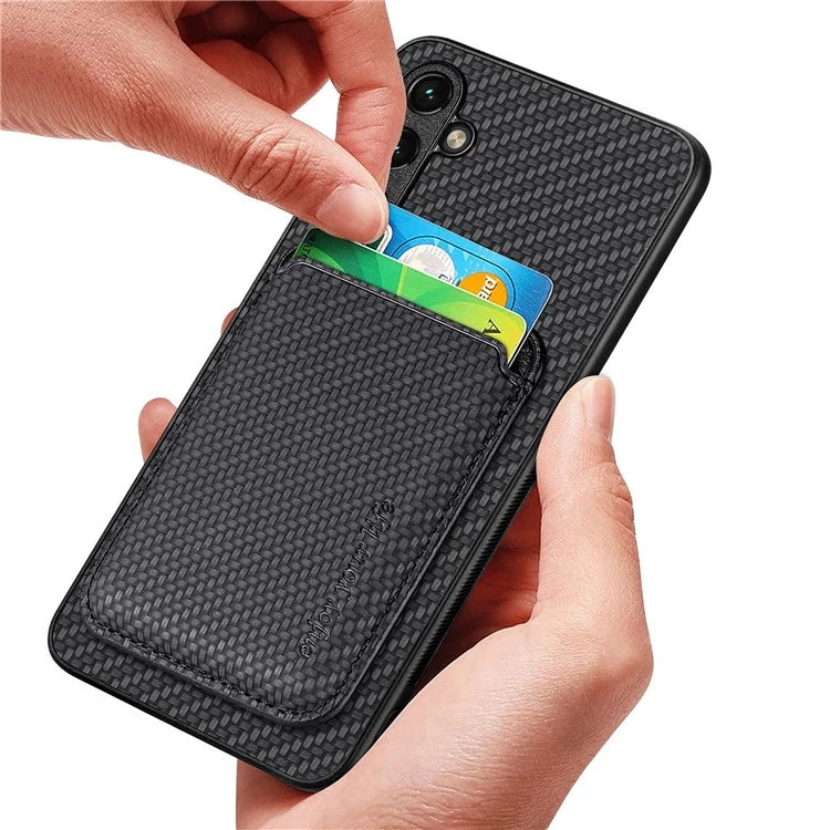 For Samsung Galaxy A05s 4G Cell Phone Case Carbon Fiber Texture PU+TPU Cover
