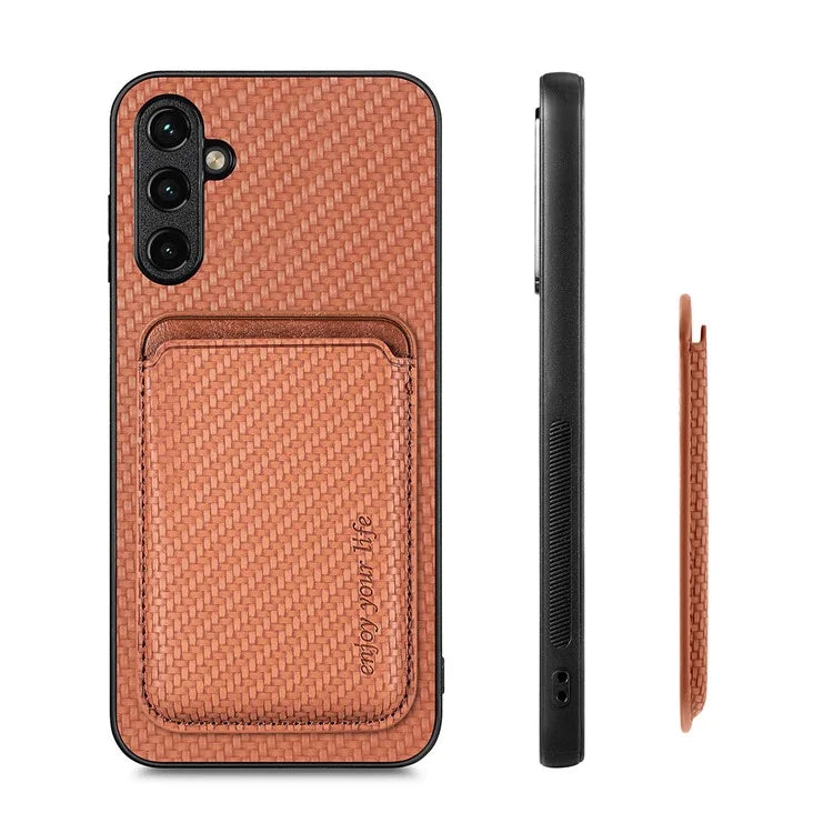 For Samsung Galaxy A05s 4G Cell Phone Case Carbon Fiber Texture PU+TPU Cover