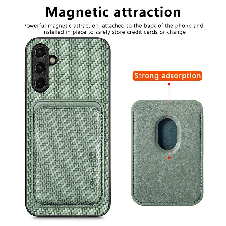 For Samsung Galaxy A05s 4G Cell Phone Case Carbon Fiber Texture PU+TPU Cover
