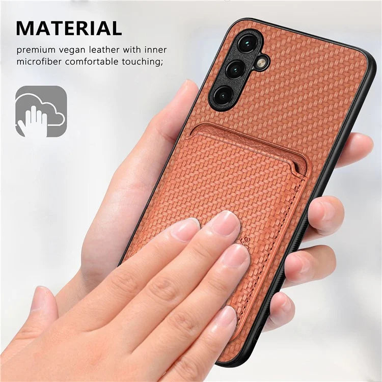 For Samsung Galaxy A05s 4G Cell Phone Case Carbon Fiber Texture PU+TPU Cover