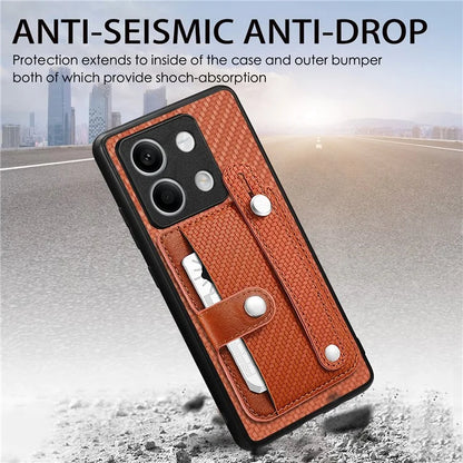 C1-01 For Xiaomi Redmi Note 13 5G Case PC+TPU+Leather Phone Cover Wristband Ring Design