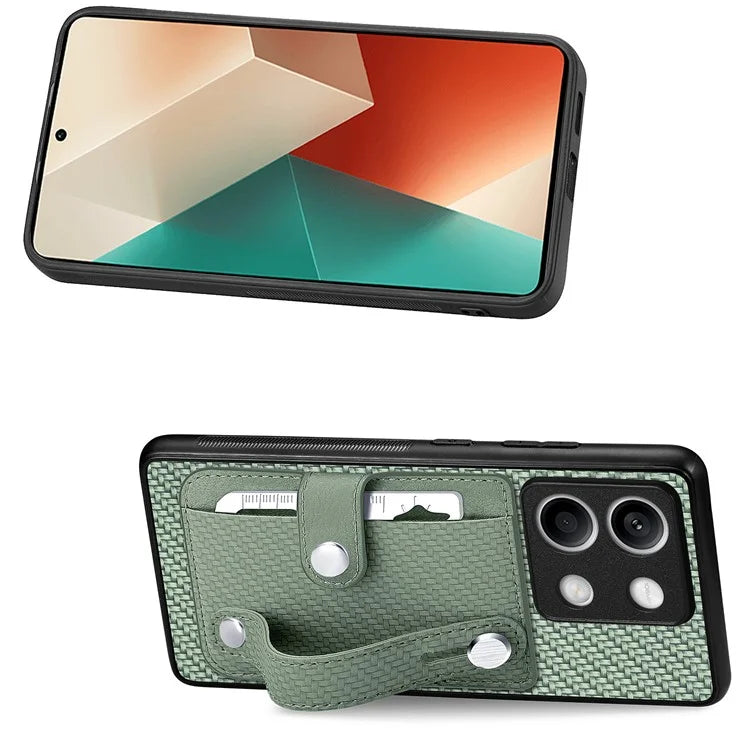 C1-01 For Xiaomi Redmi Note 13 5G Case PC+TPU+Leather Phone Cover Wristband Ring Design