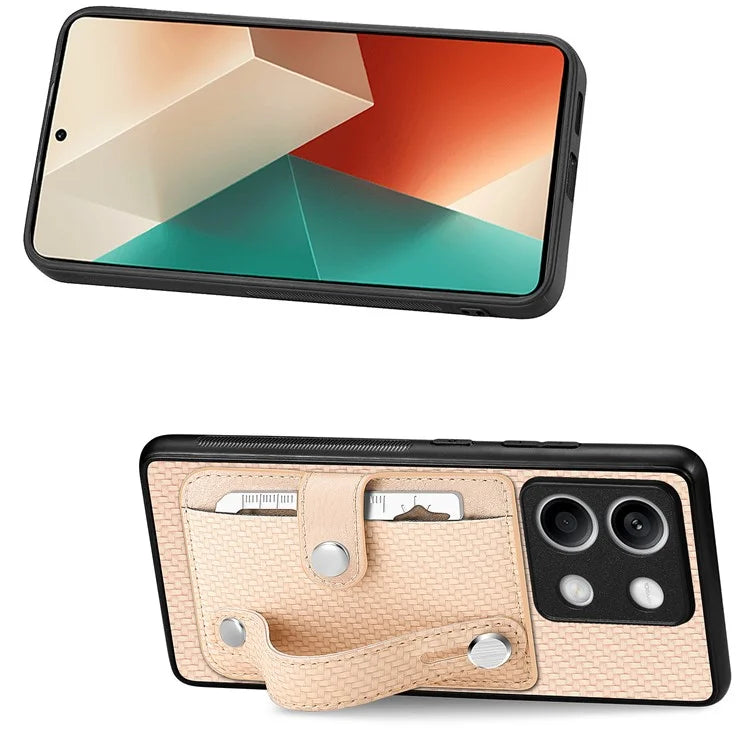 C1-01 For Xiaomi Redmi Note 13 5G Case PC+TPU+Leather Phone Cover Wristband Ring Design