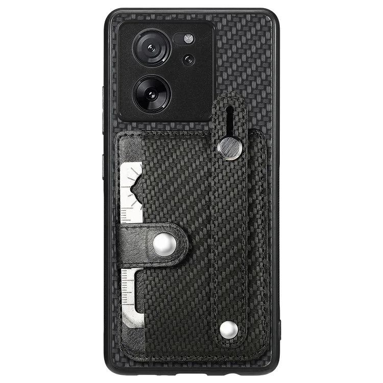 C1-01 For Xiaomi 13T / 13T Pro / Redmi K60 Ultra Case Card Holder Wristband Leather Coated TPU+PC Cover